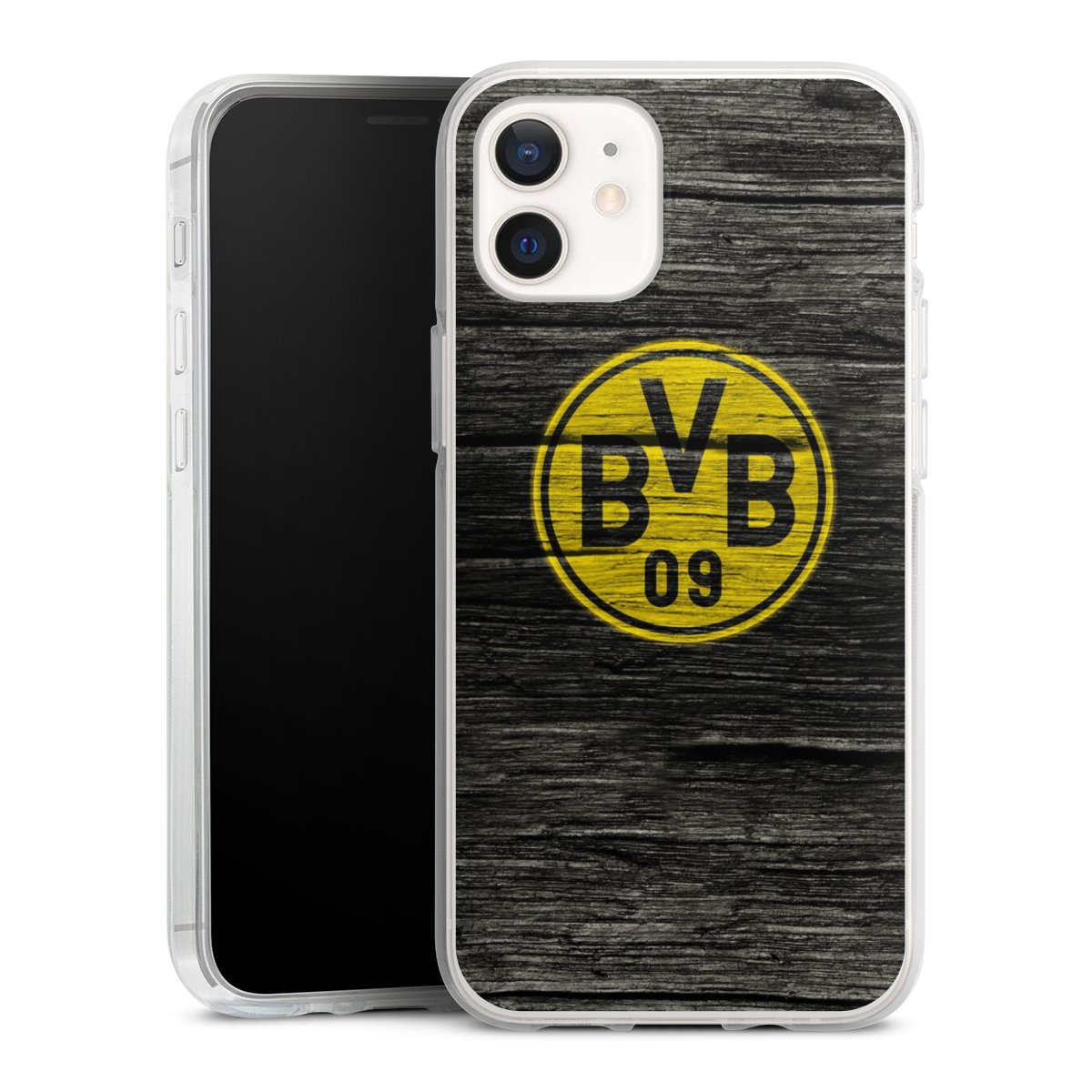iPhone 12 mini Handy Silikon Hülle Case transparent Handyhülle Wooden Look Borussia Dortmund Bvb Silikon Case