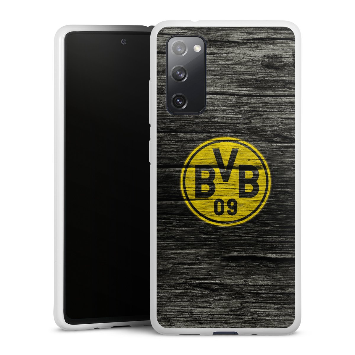 Galaxy S20 FE Handy Silikon Hülle Case weiß Handyhülle Wooden Look Borussia Dortmund Bvb Silikon Case