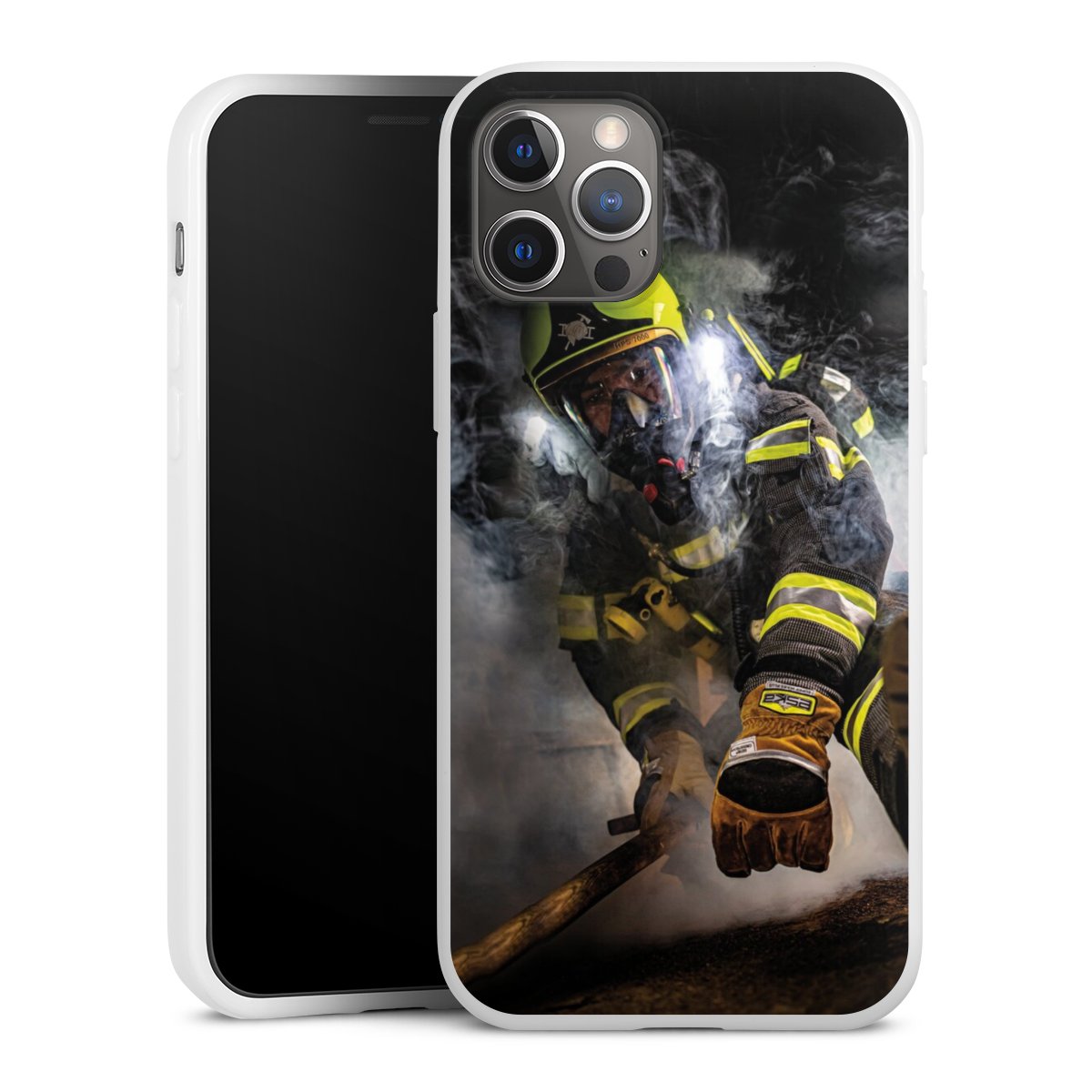 iPhone 12 Pro Handy Silikon Hülle Case weiß Handyhülle Fire Fire Fighter Fire Fighters Silikon Case