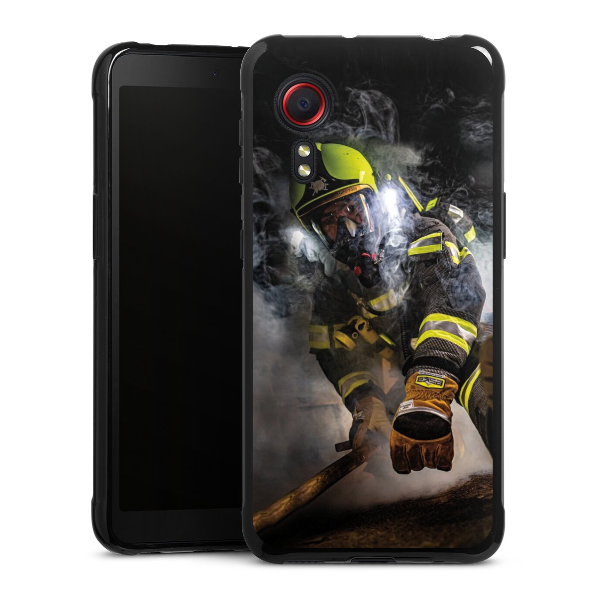Galaxy XCover 5 EE Handy Silikon Hülle Case schwarz Handyhülle Fire Fire Fighter Fire Fighters