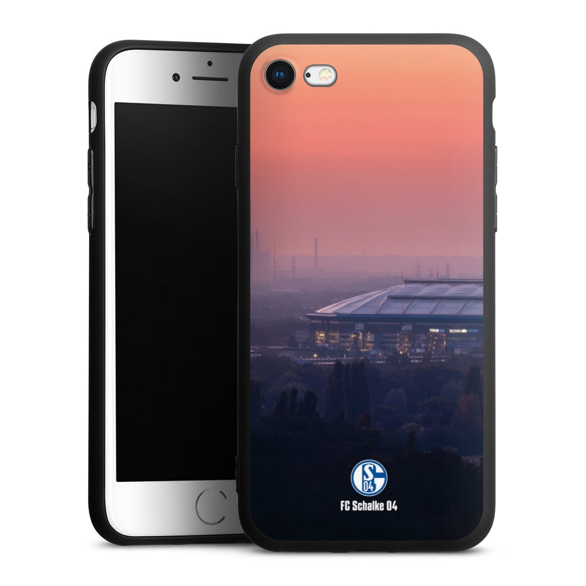 iPhone SE (2020) Handy Premium Silikon Hülle Handyhülle schwarz Case Fc Schalke 04 Stadium Schalke 04 Silikon Premium Case