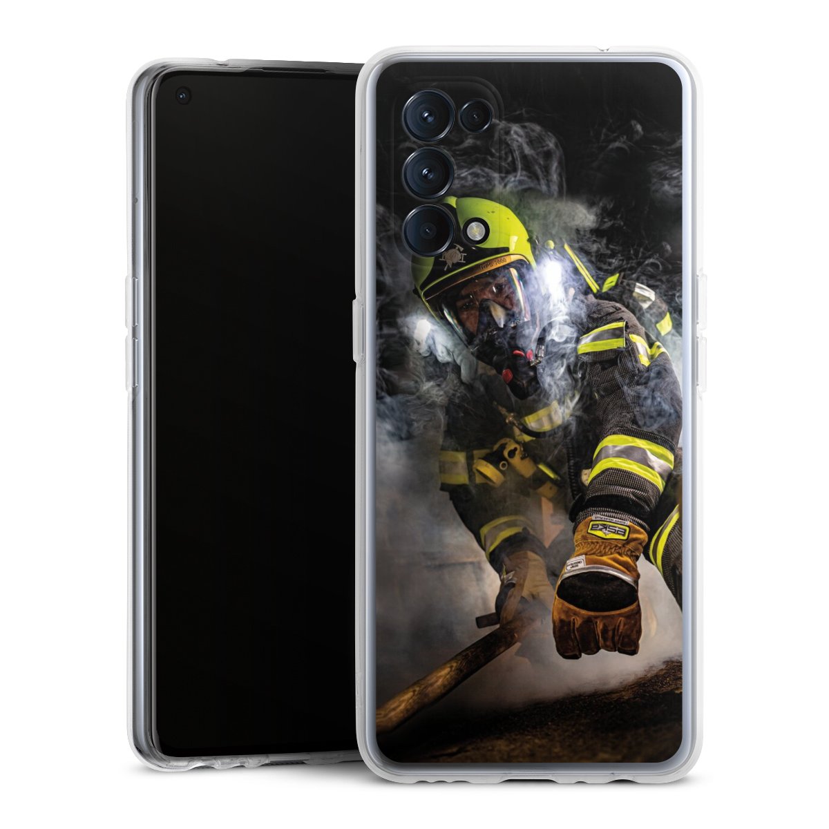 Oppo Find X3 lite Handy Silikon Hülle Case transparent Handyhülle Fire Fighter Fire Fire Fighters Silikon Case