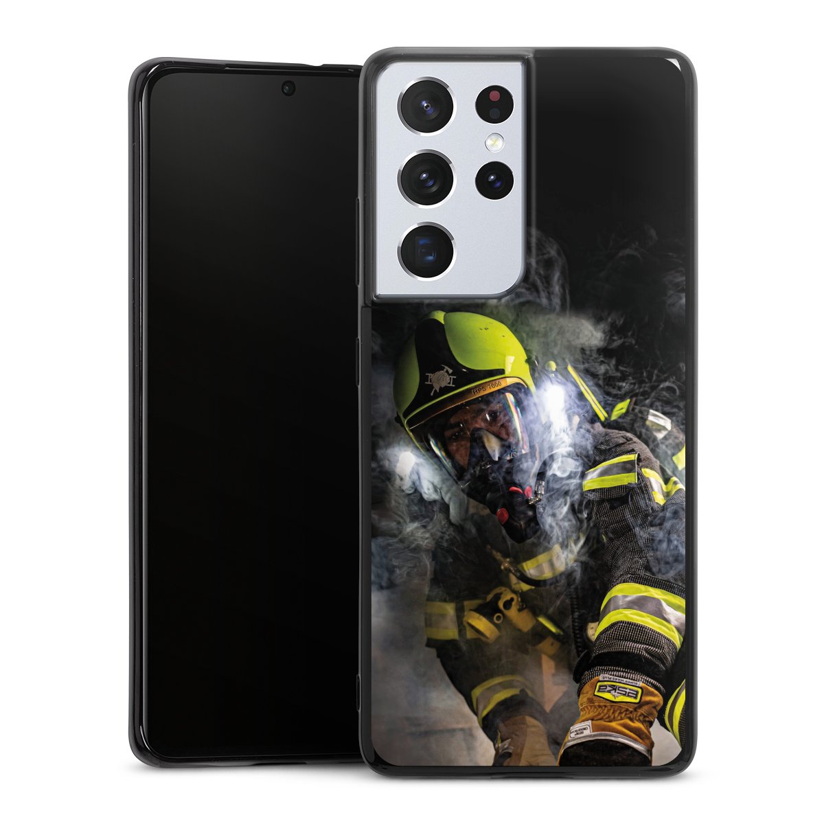 Galaxy S21 Ultra 5G Handy Silikon Hülle Case schwarz Handyhülle Fire Fighter Fire Fire Fighters