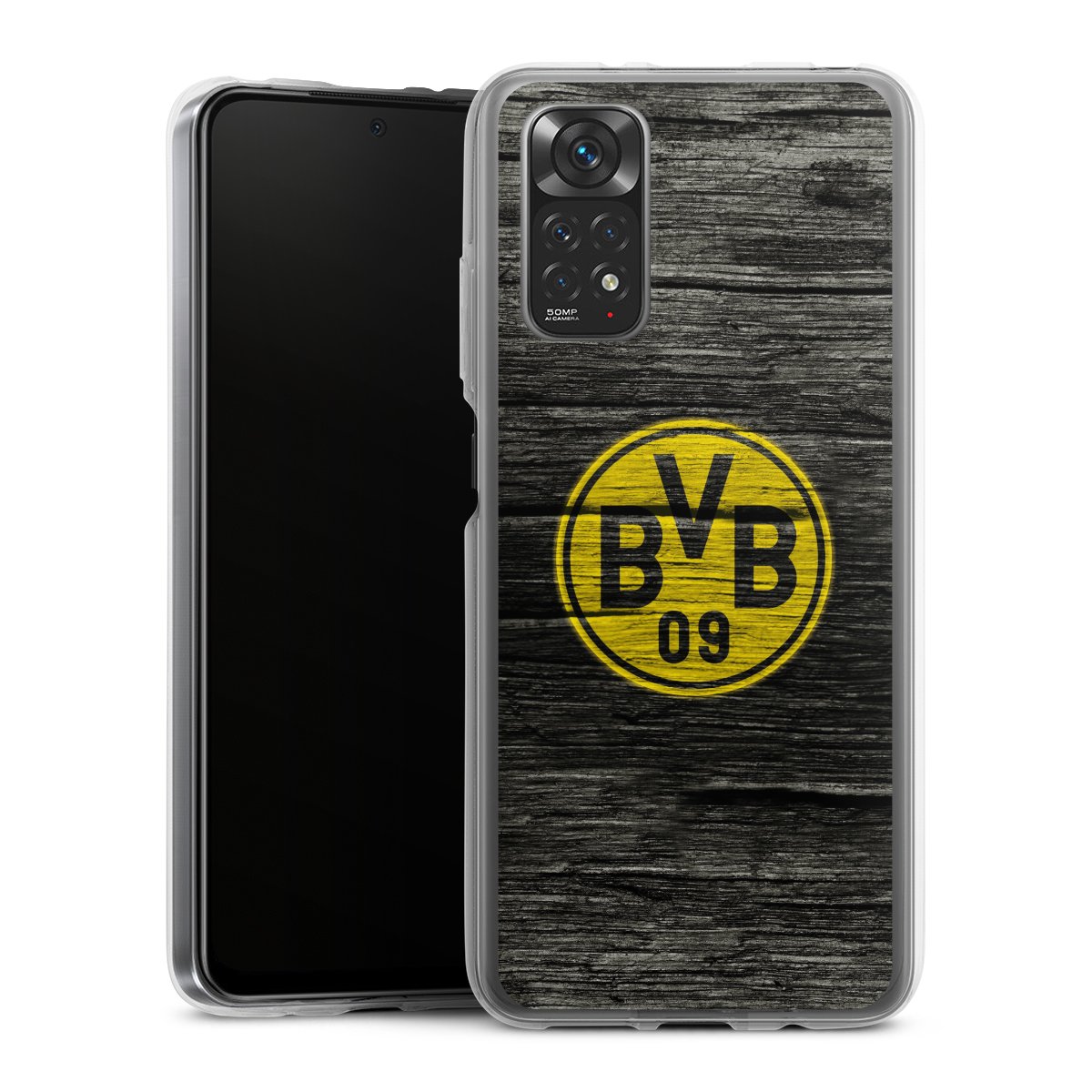 Xiaomi Redmi Note 11S Handy Silikon Hülle Case transparent Handyhülle Wooden Look Borussia Dortmund Bvb Silikon Case