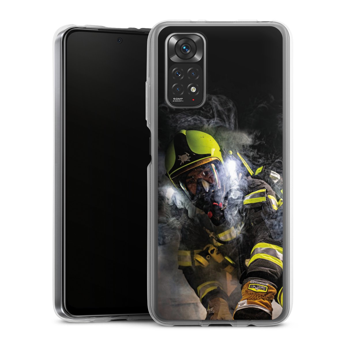 Xiaomi Redmi Note 11S Handy Silikon Hülle Case transparent Handyhülle Fire Fire Fighter Fire Fighters Silikon Case