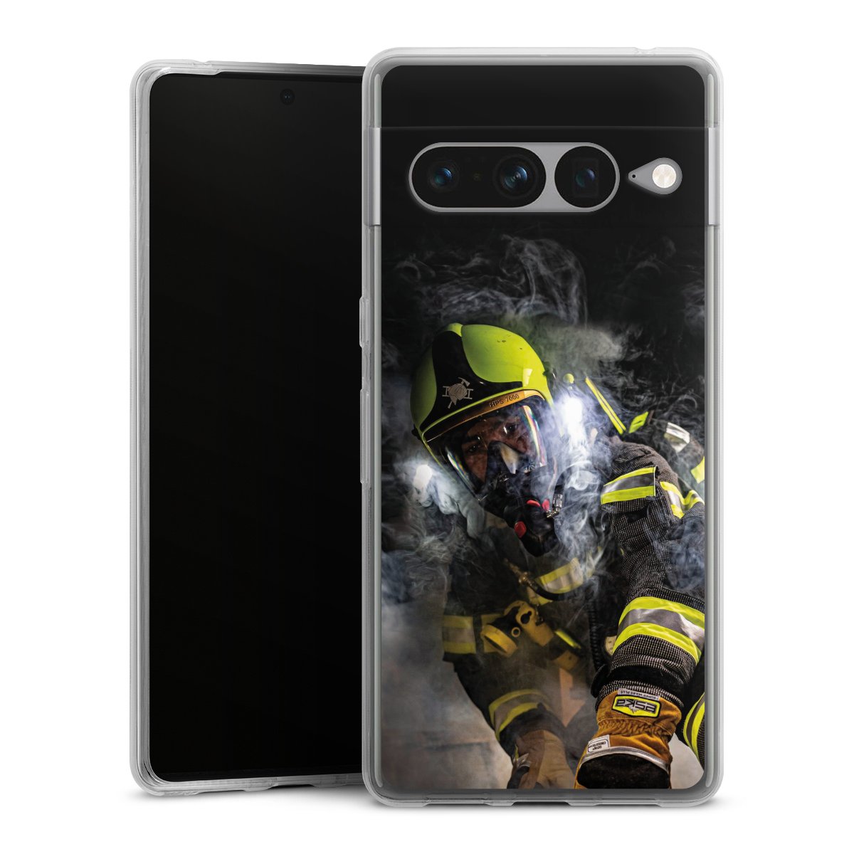 Google Pixel 7 Pro Handy Silikon Hülle Case transparent Handyhülle Fire Fire Fighter Fire Fighters Silikon Case