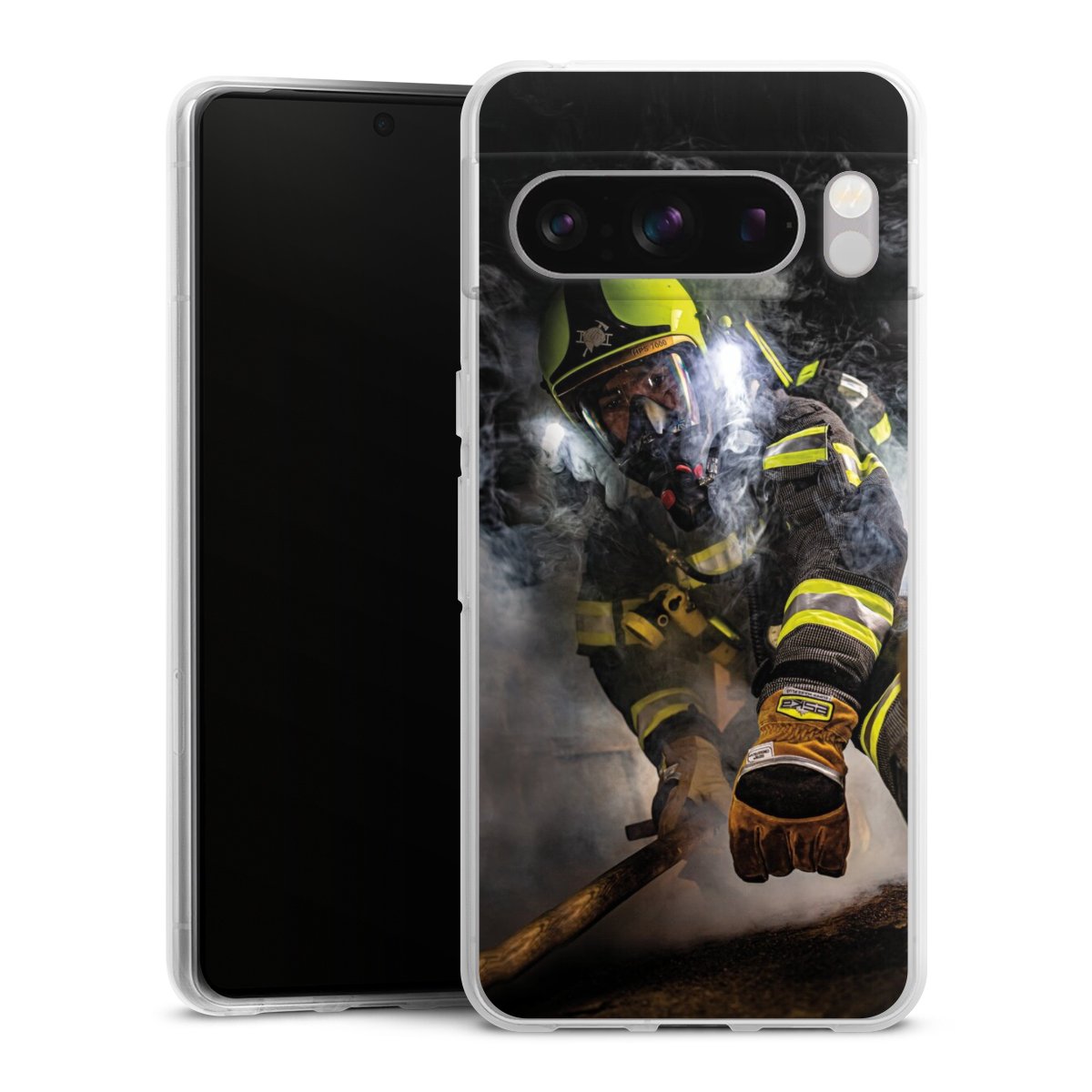 Google Pixel 8 Pro Handy Silikon Hülle Case transparent Handyhülle Fire Fighter Fire Fire Fighters Silikon Case