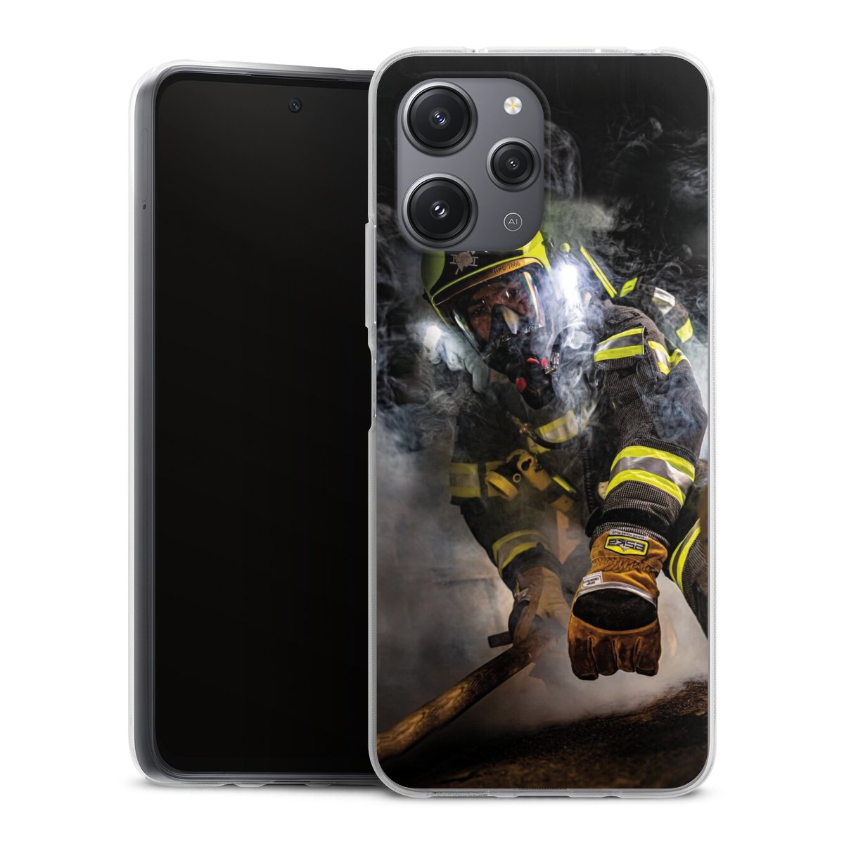 Xiaomi Redmi 12 Handy Silikon Hülle Case transparent Handyhülle Fire Fire Fighter Fire Fighters Silikon Case