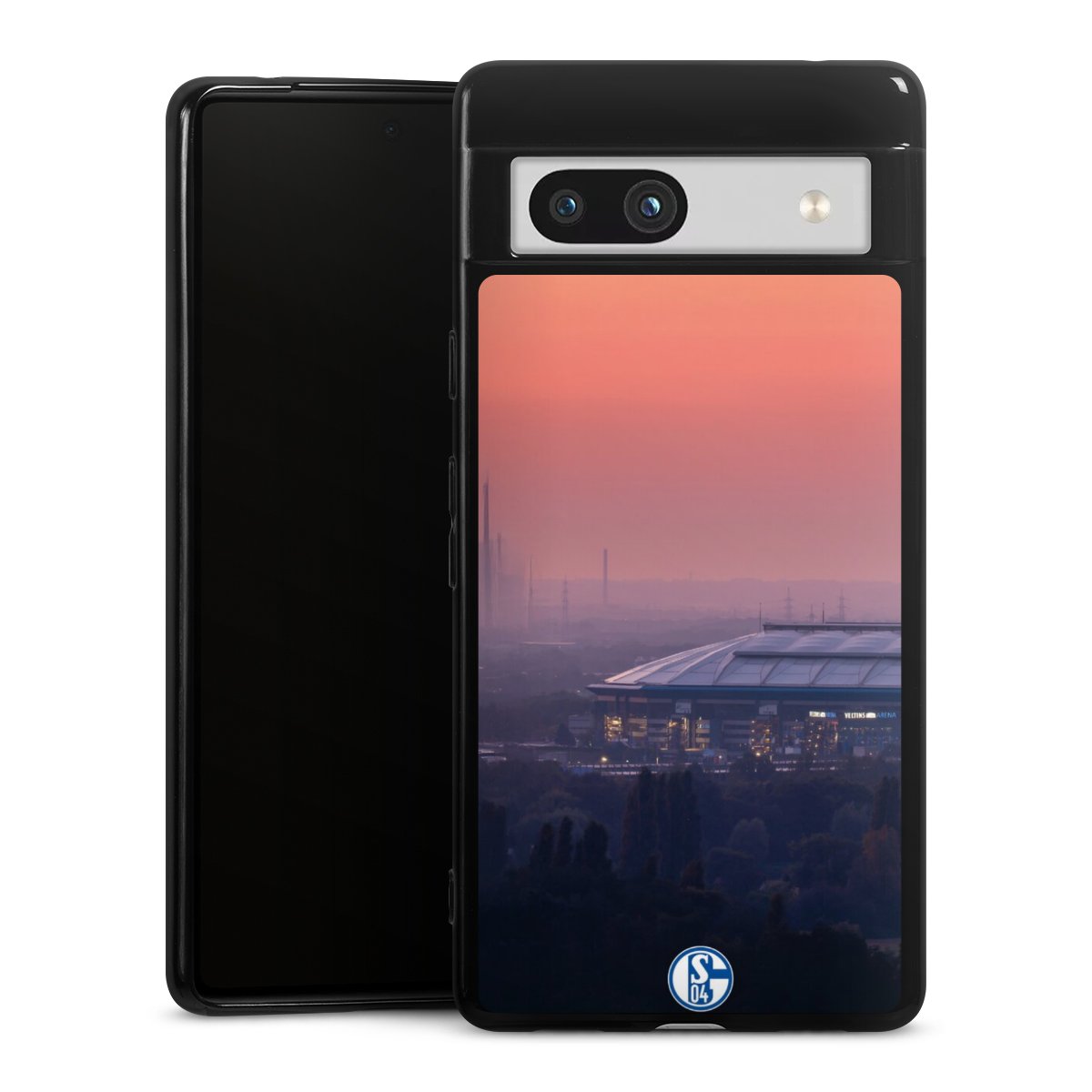Google Pixel 7a Handy Silikon Hülle Case schwarz Handyhülle Fc Schalke 04 Stadium Schalke 04