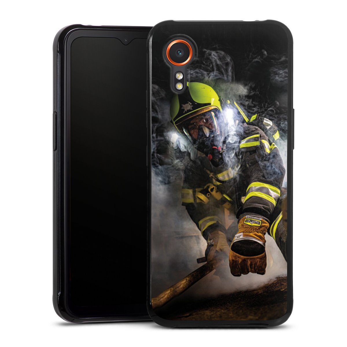 Galaxy Xcover 7 Handy Silikon Hülle Case schwarz Handyhülle Fire Fire Fighter Fire Fighters