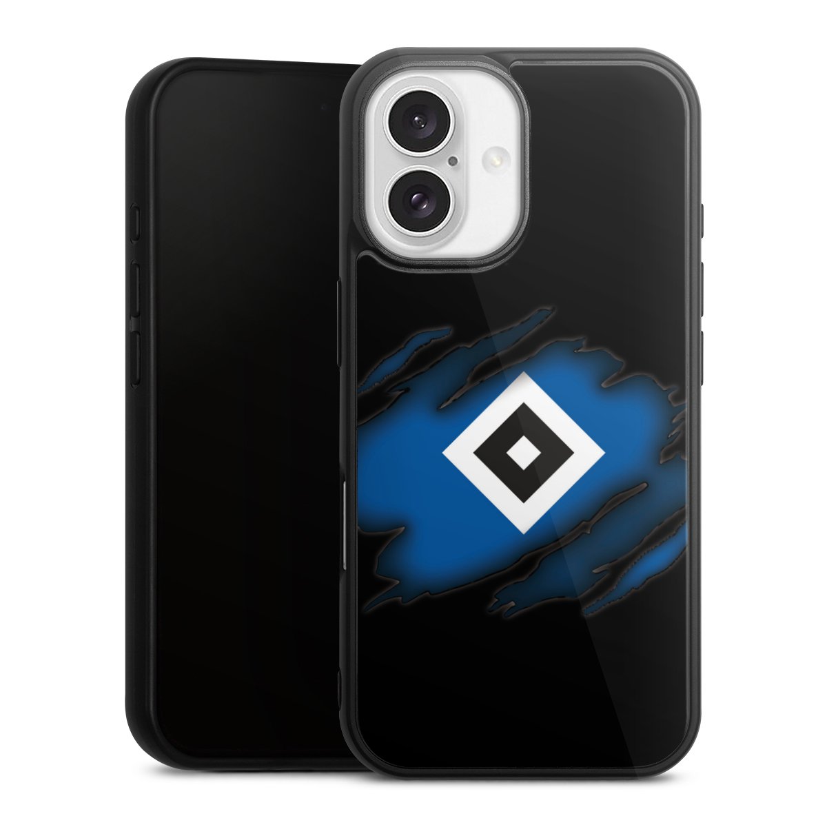 iPhone 16 Handy Gallery Case Handyhülle 9H Gehärtetes Glas Rückseite Hülle Hsv Official Licensed Product Hamburger Sv Gallery Case
