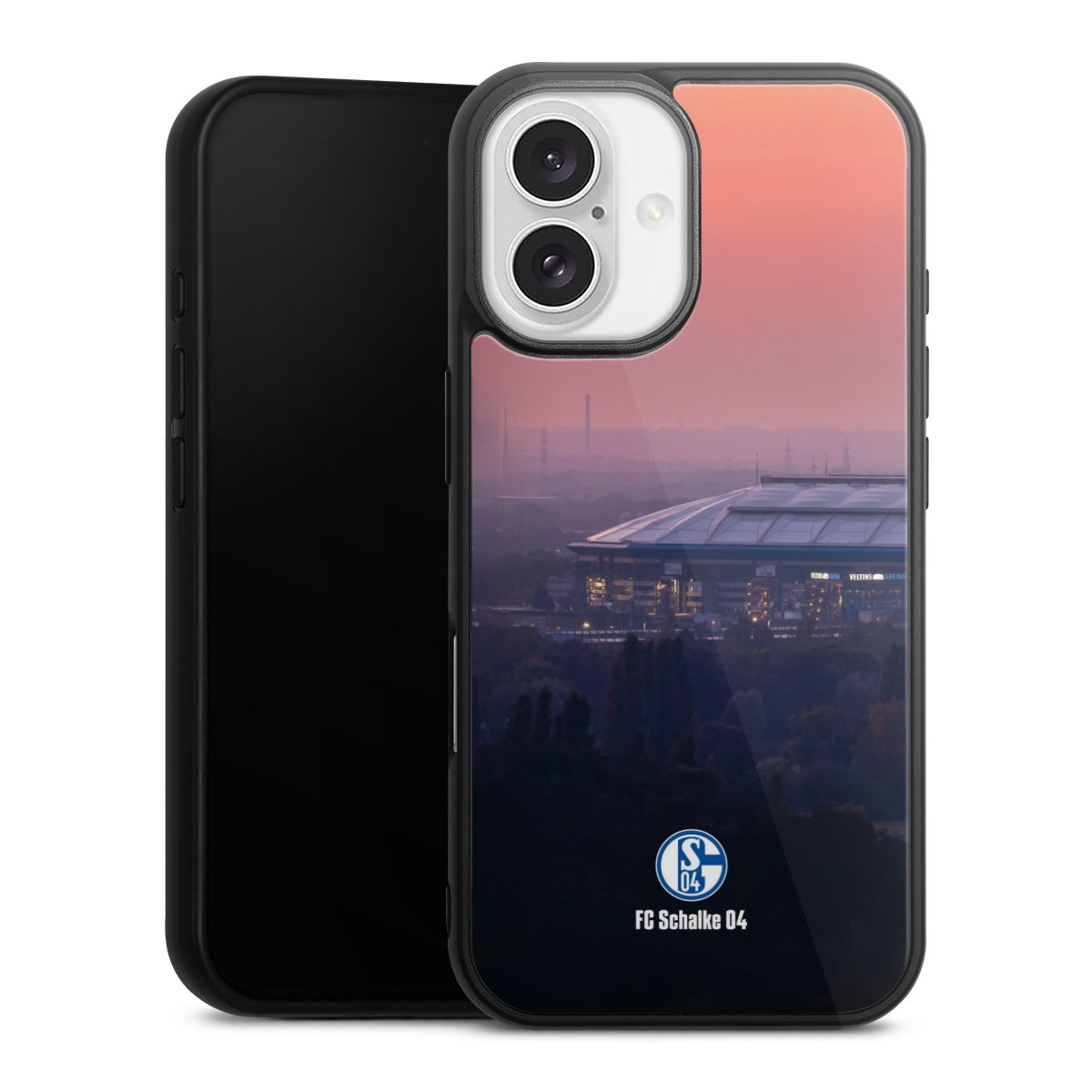 iPhone 16 Handy Gallery Case Handyhülle 9H Gehärtetes Glas Rückseite Hülle Fc Schalke 04 Stadium Schalke 04 Gallery Case