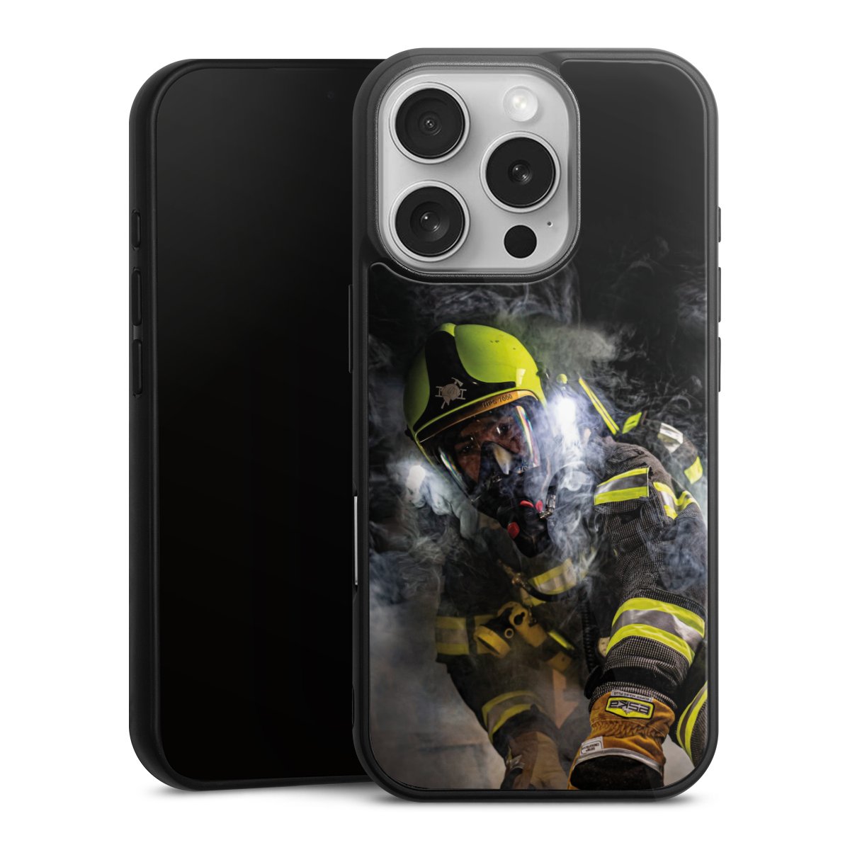 iPhone 16 Pro Handy Gallery Case Handyhülle 9H Gehärtetes Glas Rückseite Hülle Fire Fire Fighter Fire Fighters Gallery Case
