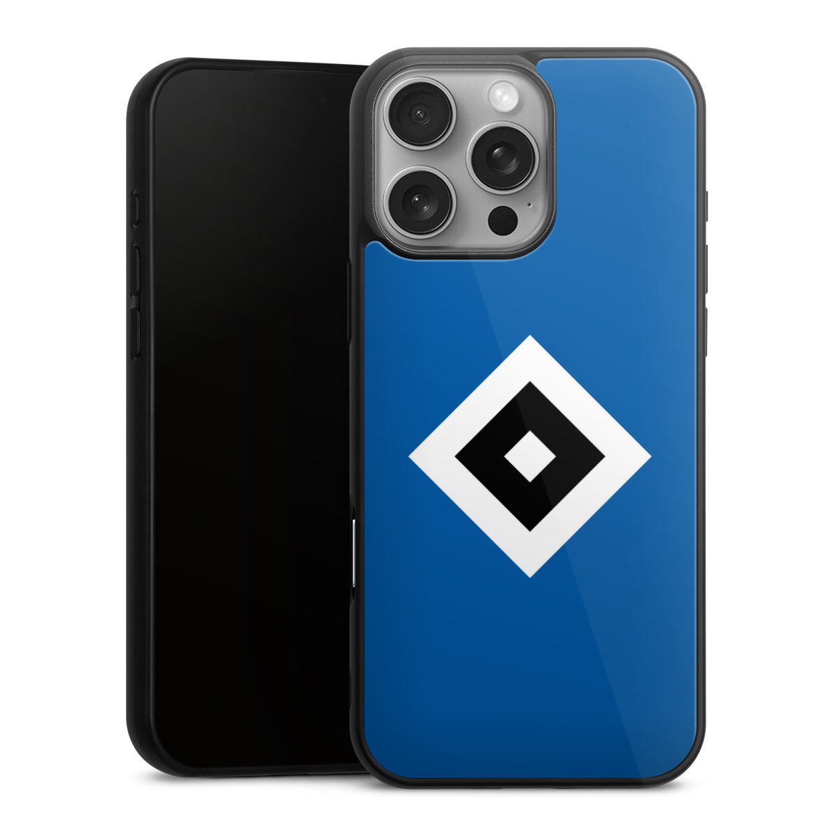 iPhone 16 Pro Max Handy Gallery Case Handyhülle 9H Gehärtetes Glas Rückseite Hülle Hsv Logo Hamburger Sv Gallery Case