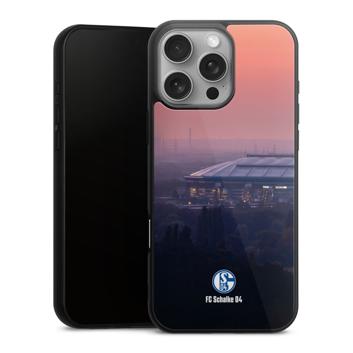 iPhone 16 Pro Max Handy Gallery Case Handyhülle 9H Gehärtetes Glas Rückseite Hülle Fc Schalke 04 Stadium Schalke 04 Gallery Case