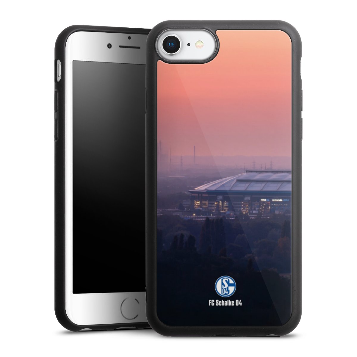 iPhone SE (2022) Handy Gallery Case Handyhülle 9H Gehärtetes Glas Rückseite Hülle Fc Schalke 04 Stadium Schalke 04 Gallery Case
