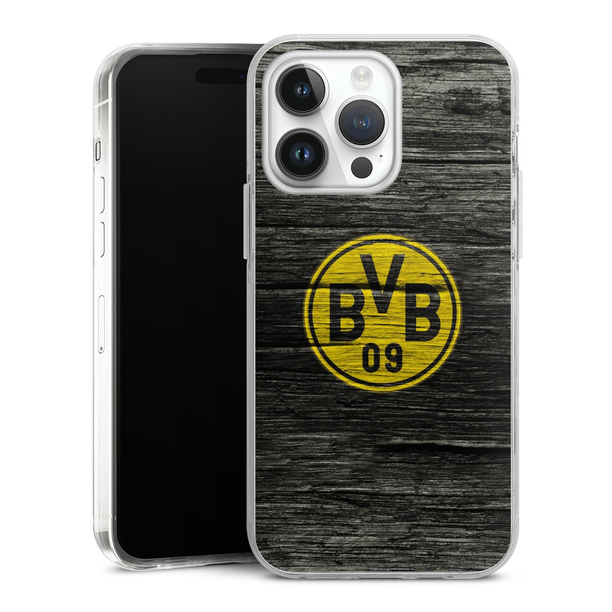 iPhone 14 Pro Max Handy Case Handyhülle transparent Hülle Wooden Look Borussia Dortmund Bvb Hard Case