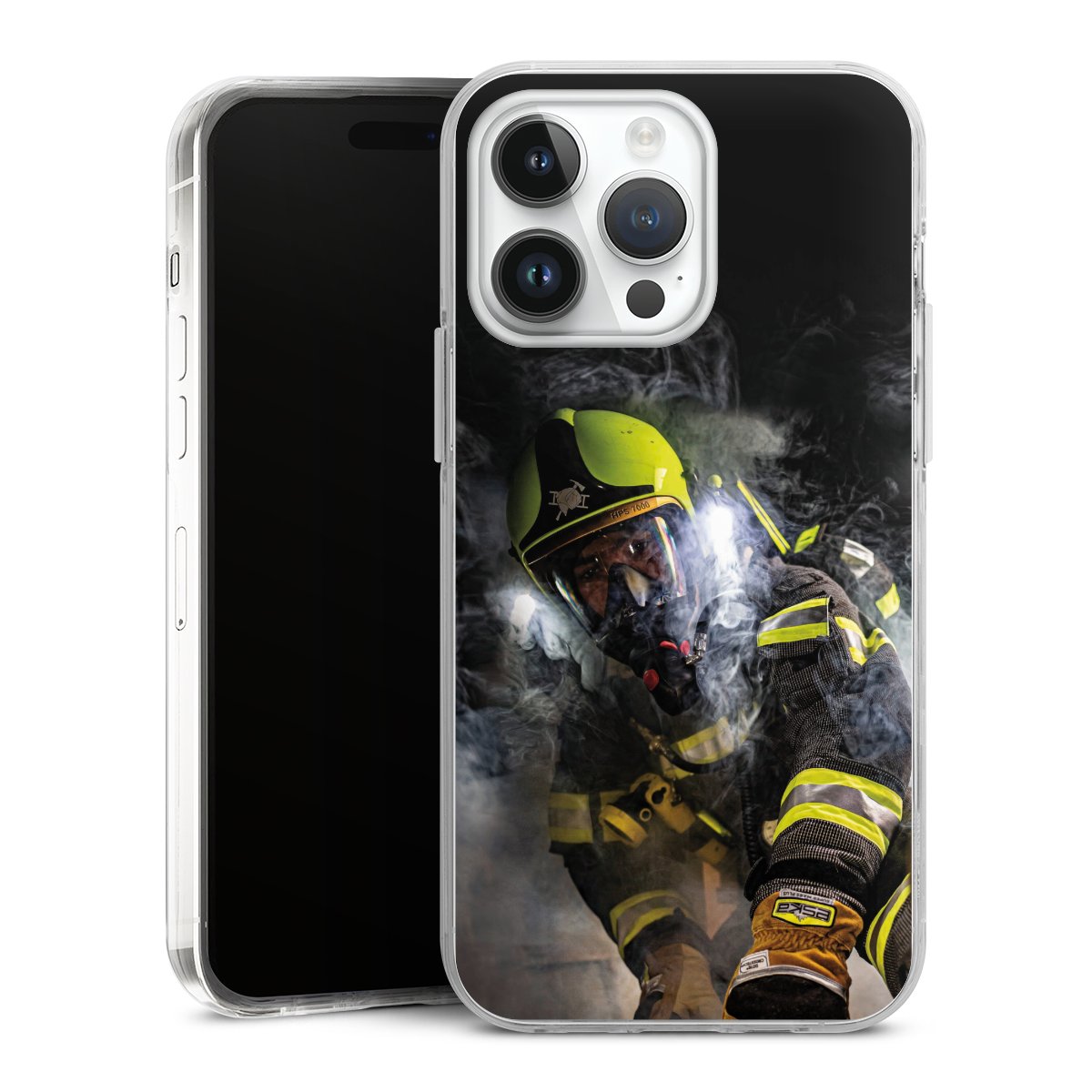 iPhone 14 Pro Max Handy Case Handyhülle transparent Hülle Fire Fire Fighter Fire Fighters Hard Case