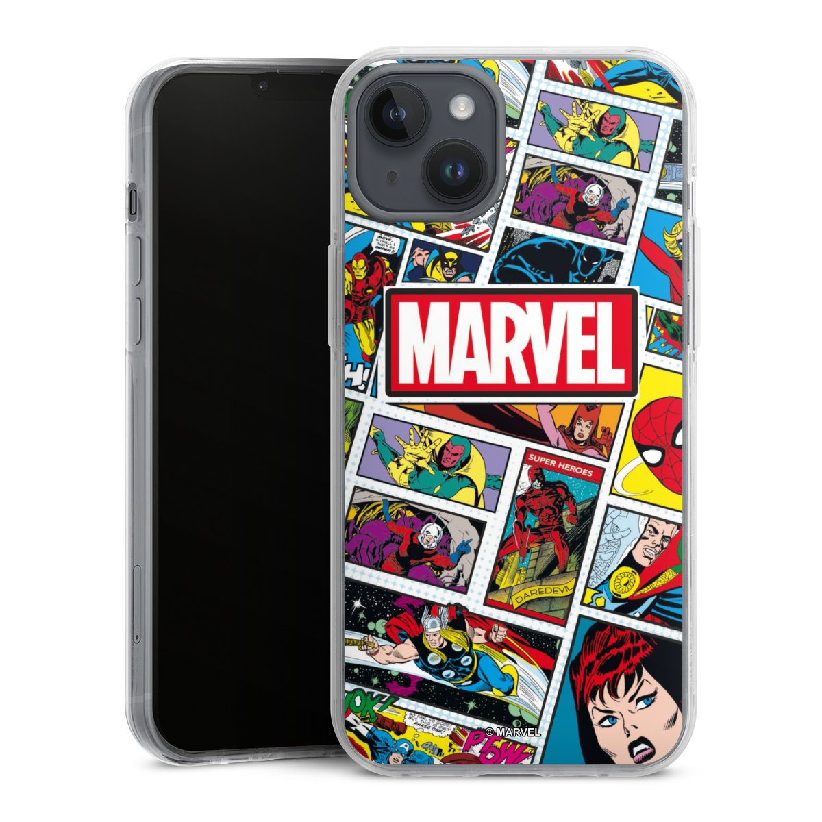 iPhone 14 Plus Handy Case Handyhülle transparent Hülle Marvel Comic Muster Hard Case