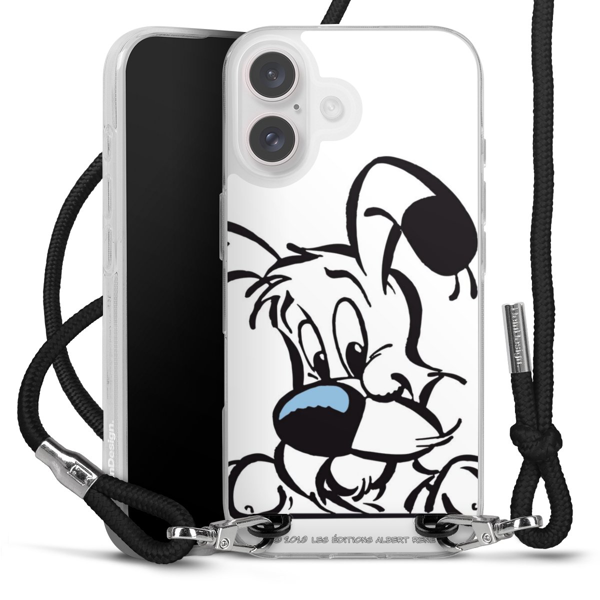 iPhone 16 Handy Carry Case Hülle mit Band Handykette zum Umhängen schwarz Official Licensed Product Comic Idefix Carry Case