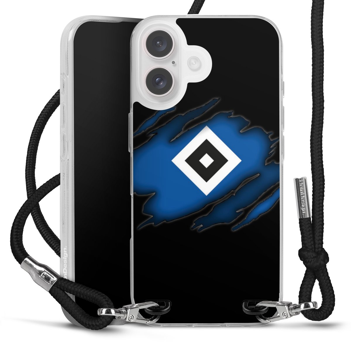 iPhone 16 Handy Carry Case Hülle mit Band Handykette zum Umhängen schwarz Hamburger Sv Official Licensed Product Hsv Carry Case