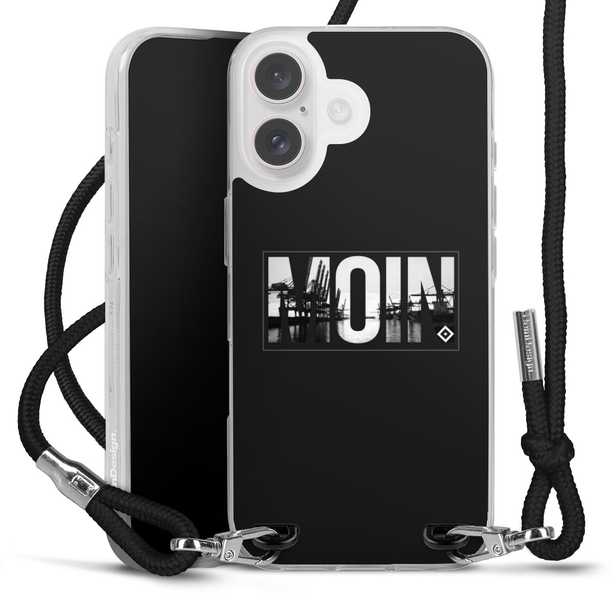iPhone 16 Handy Carry Case Hülle mit Band Handykette zum Umhängen schwarz Official Licensed Product Hamburger Sv Hsv Carry Case