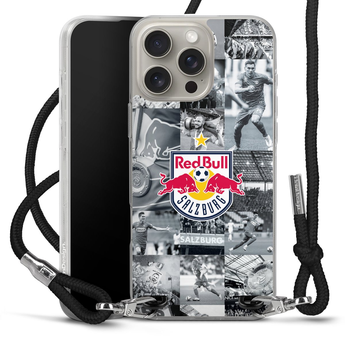 iPhone 16 Pro Max Handy Carry Case Hülle mit Band Handykette zum Umhängen schwarz Salzburg Fc Red Bull Salzburg Red Bull Carry Case