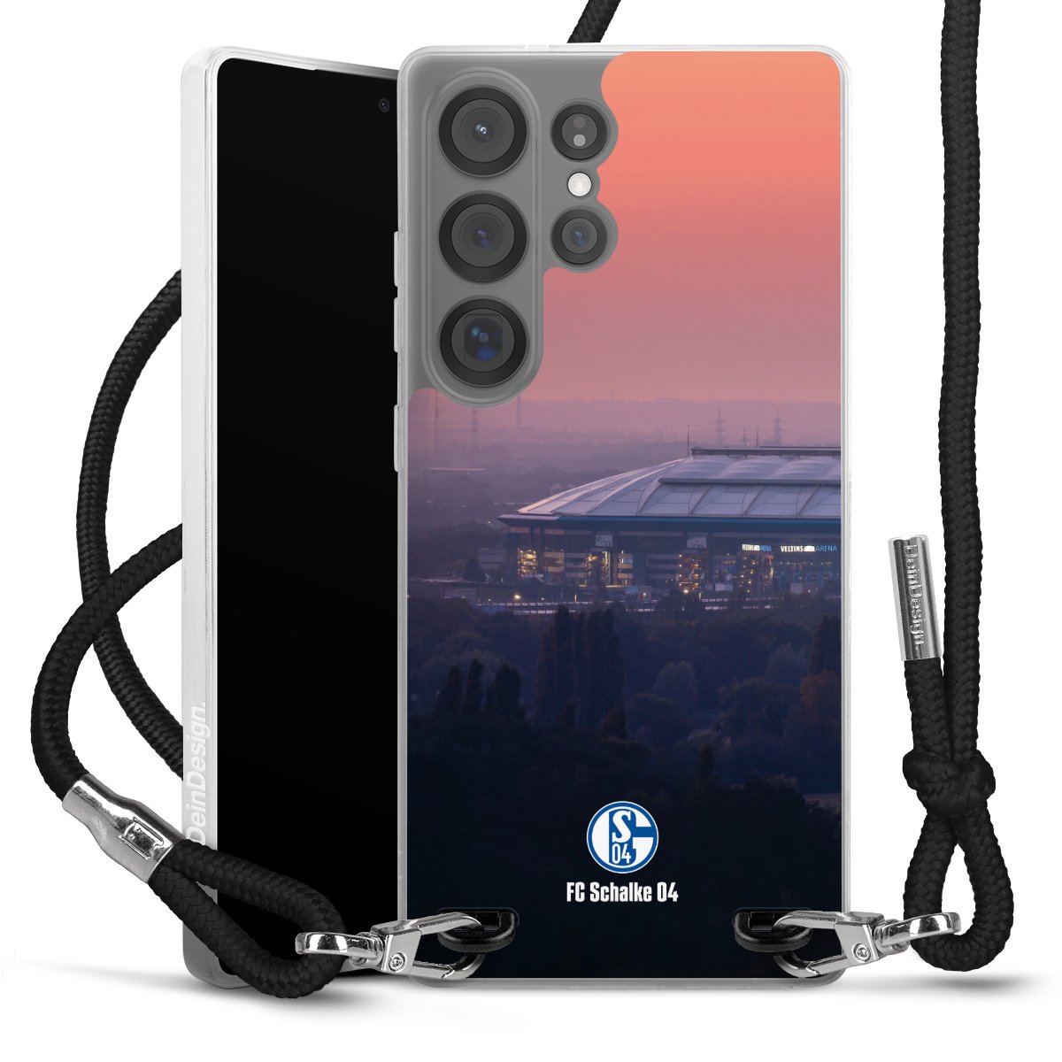 Galaxy S25 Ultra Handy Carry Case Hülle mit Band Handykette zum Umhängen schwarz Fc Schalke 04 Stadium Schalke 04 Carry Case