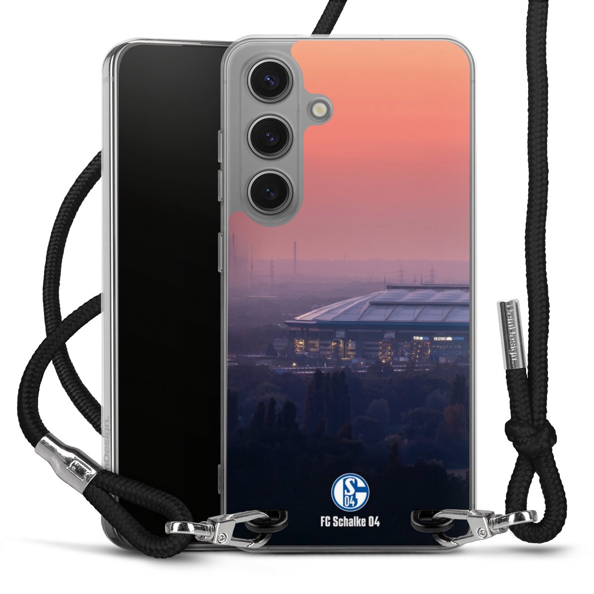 Galaxy S25 Handy Carry Case Hülle mit Band Handykette zum Umhängen schwarz Fc Schalke 04 Stadium Schalke 04 Carry Case