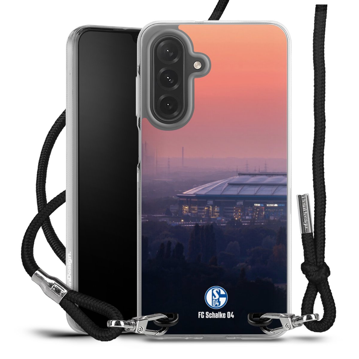 Galaxy A26 Handy Carry Case Hülle mit Band Handykette zum Umhängen schwarz Fc Schalke 04 Stadium Schalke 04 Carry Case