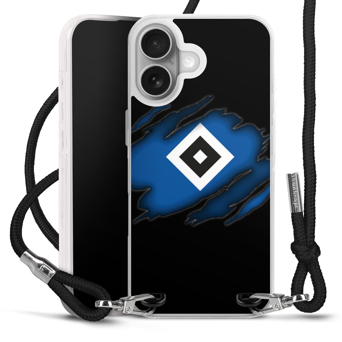 iPhone 17 Handy Carry Case Hülle mit Band Handykette zum Umhängen schwarz Hsv Official Licensed Product Hamburger Sv Carry Case