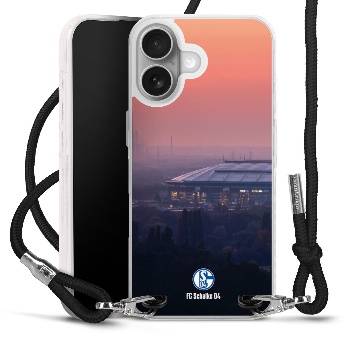 iPhone 17 Handy Carry Case Hülle mit Band Handykette zum Umhängen schwarz Schalke 04 Fc Schalke 04 Stadium Carry Case