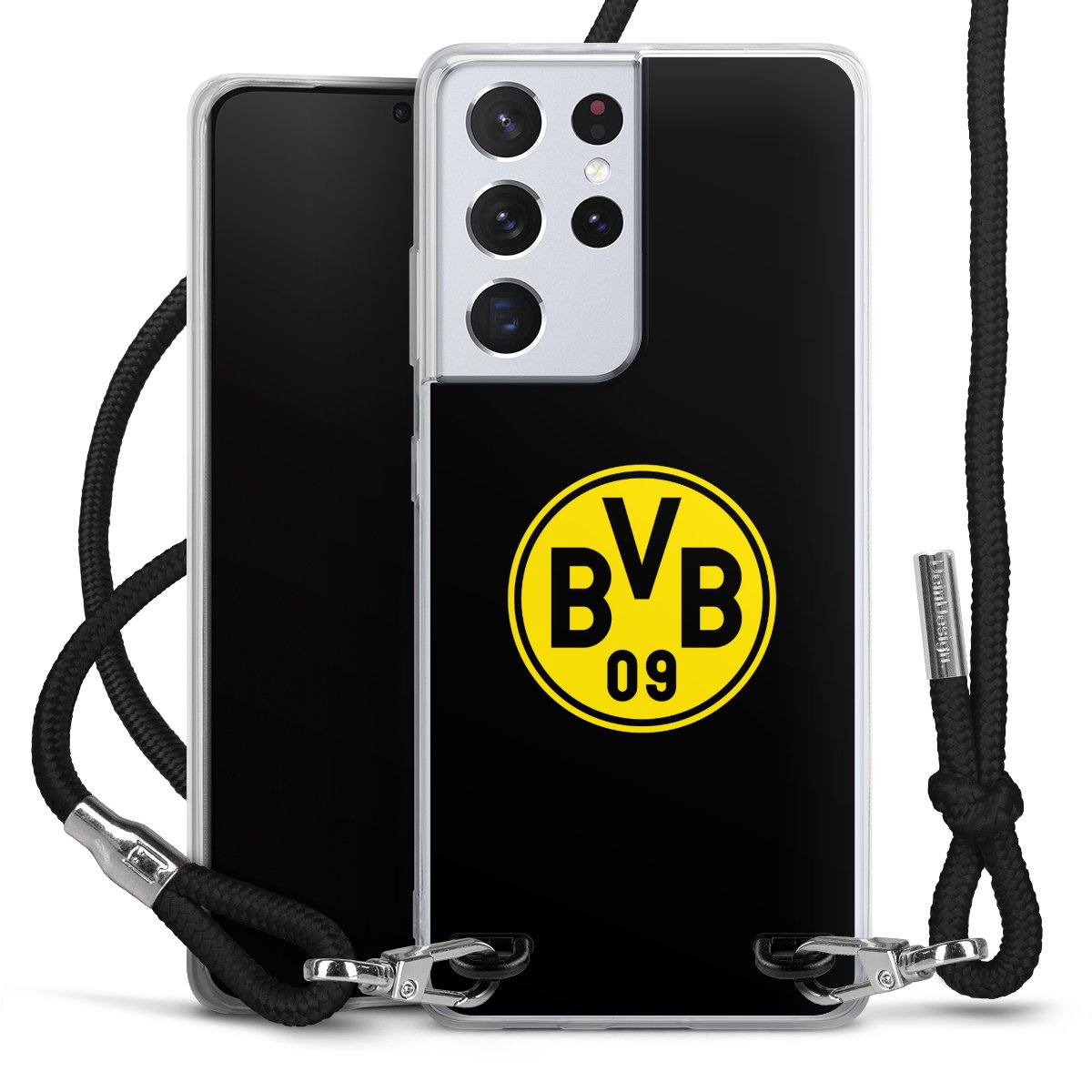 Galaxy S21 Ultra 5G Handy Carry Case Hülle mit Band Handykette zum Umhängen schwarz Bvb Borussia Dortmund Logo Carry Case