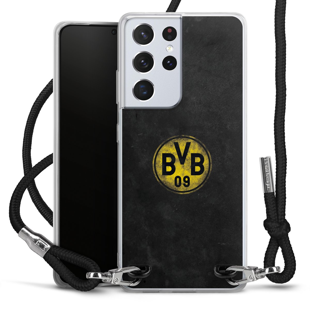Galaxy S21 Ultra 5G Handy Carry Case Hülle mit Band Handykette zum Umhängen schwarz Borussia Dortmund Bvb Merchandise Carry Case