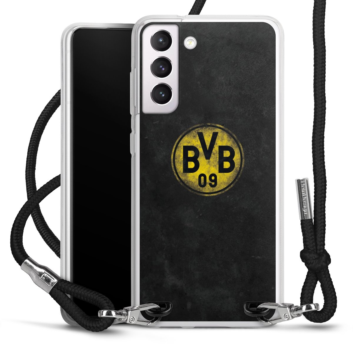 Galaxy S21 FE 5G Handy Carry Case Hülle mit Band Handykette zum Umhängen schwarz Borussia Dortmund Bvb Merchandise Carry Case