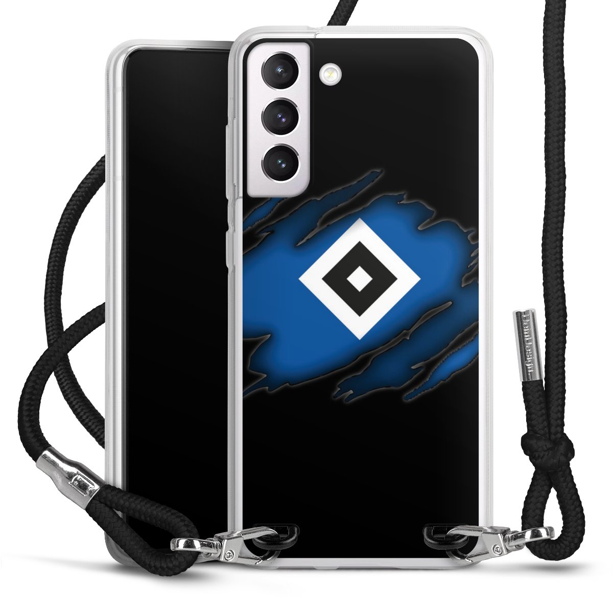 Galaxy S21 FE 5G Handy Carry Case Hülle mit Band Handykette zum Umhängen schwarz Hsv Hamburger Sv Official Licensed Product Carry Case