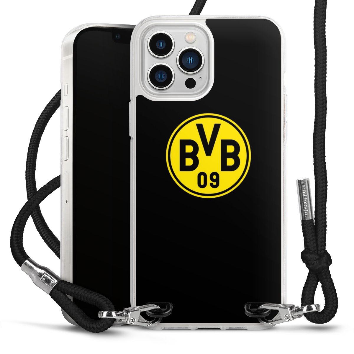 iPhone 13 Pro Max Handy Carry Case Hülle mit Band Handykette zum Umhängen schwarz Bvb Borussia Dortmund Logo Carry Case