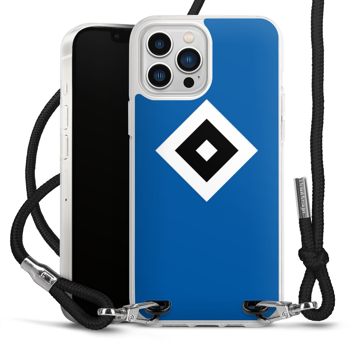 iPhone 13 Pro Max Handy Carry Case Hülle mit Band Handykette zum Umhängen schwarz Hsv Logo Hamburger Sv Carry Case