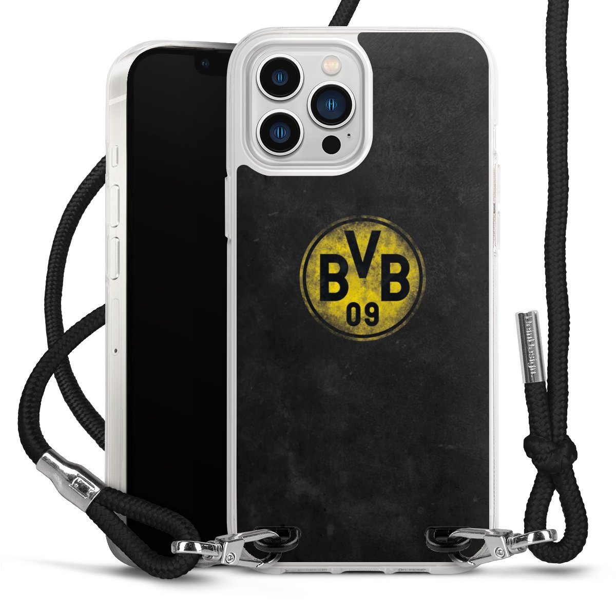iPhone 13 Pro Max Handy Carry Case Hülle mit Band Handykette zum Umhängen schwarz Borussia Dortmund Bvb Merchandise Carry Case