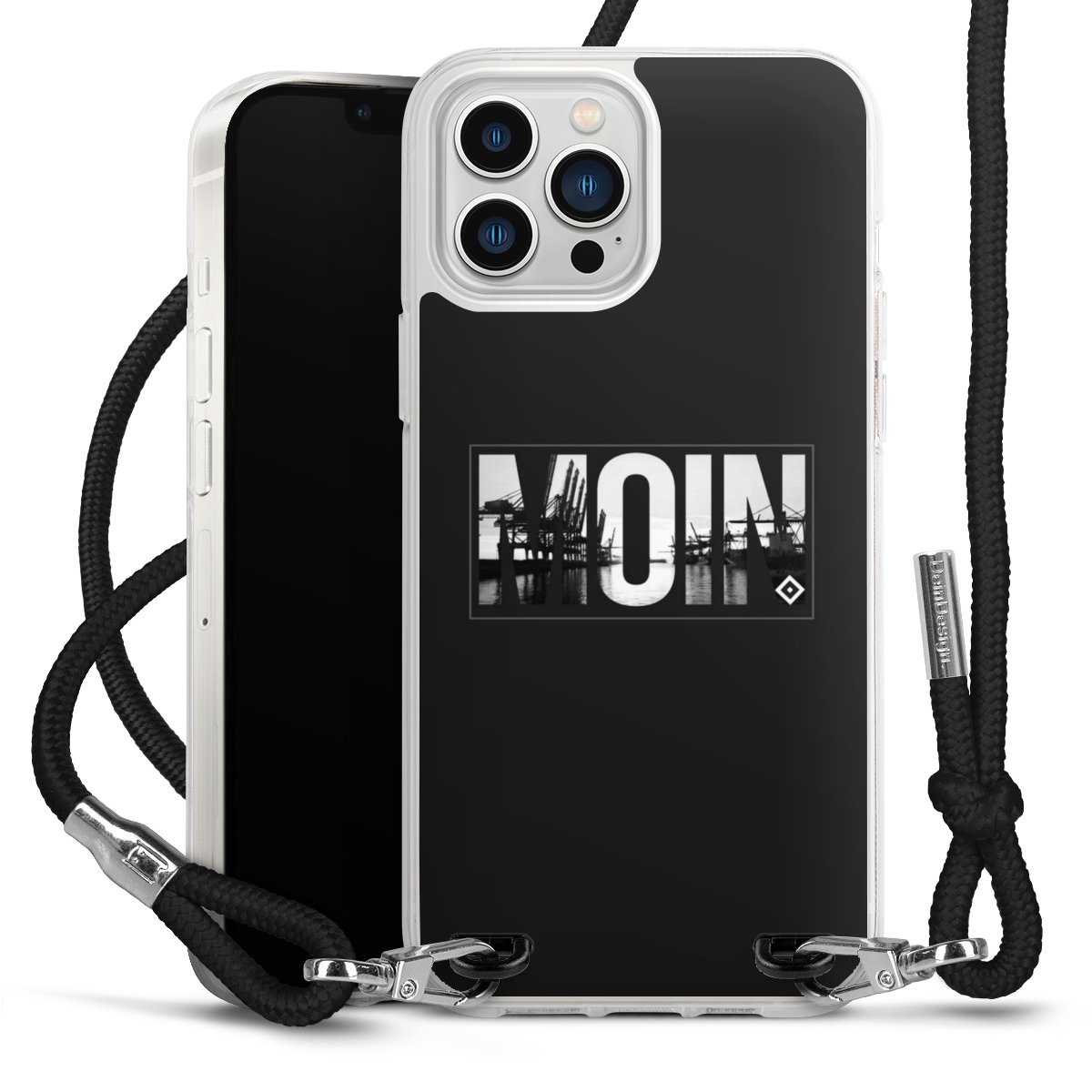 iPhone 13 Pro Max Handy Carry Case Hülle mit Band Handykette zum Umhängen schwarz Hamburger Sv Hsv Official Licensed Product Carry Case