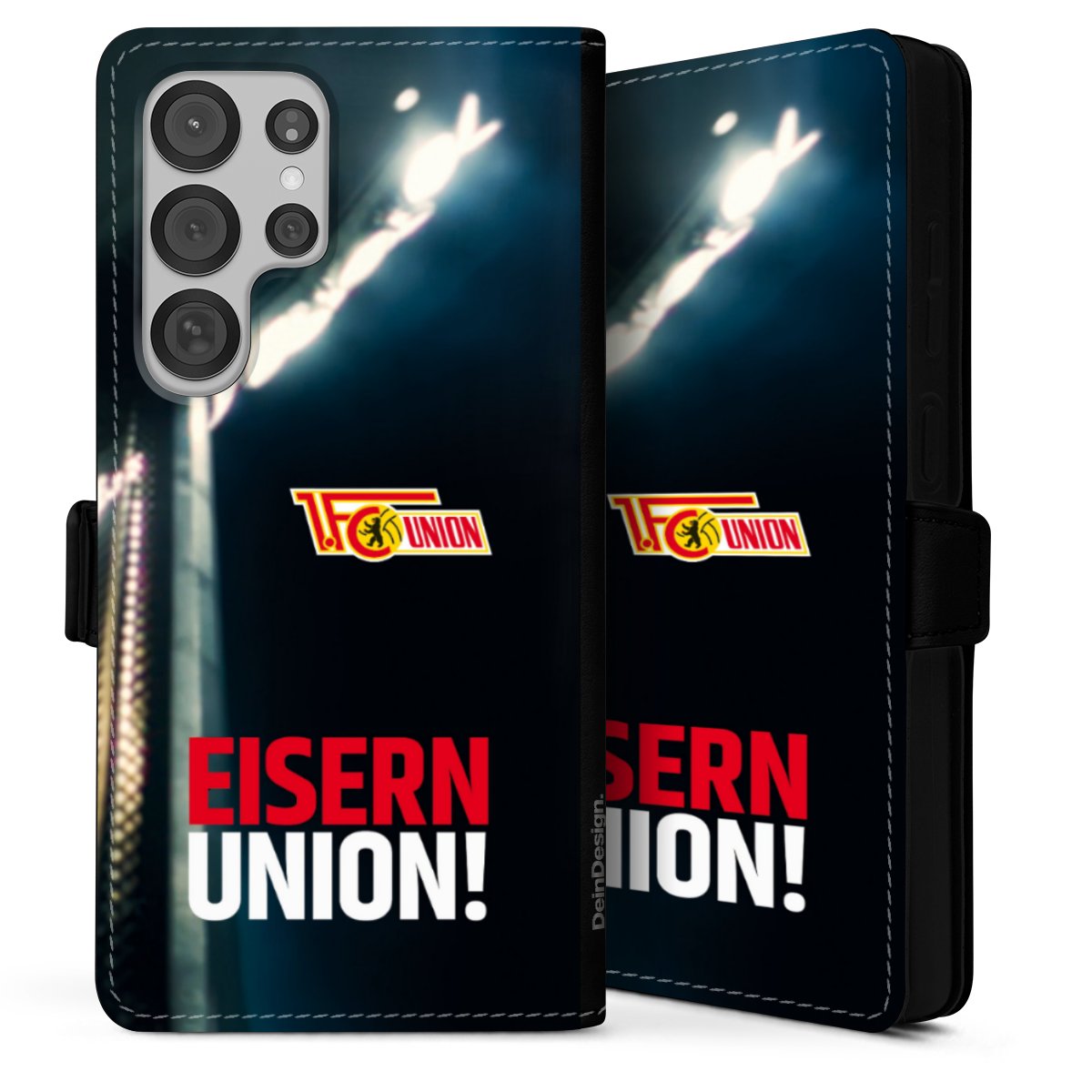 Galaxy S25 Ultra Handy Klapphülle Handyhülle aus Kunst Leder schwarz Flip Case 1. Fc Union Berlin Merchandise Soccer Sideflip mit Lasche