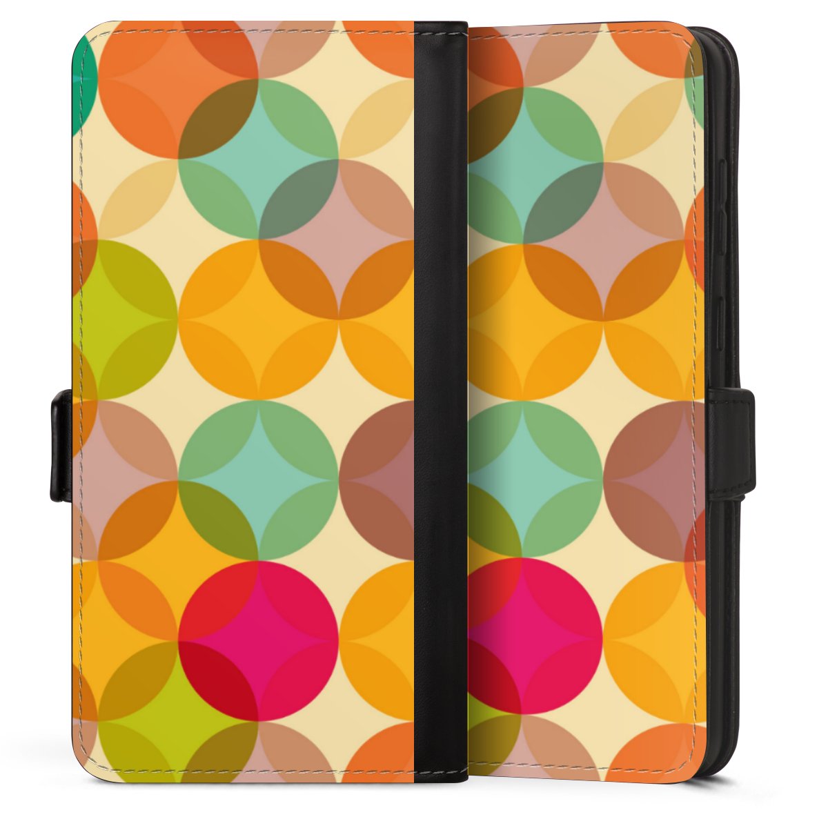 Galaxy S25 Edge Handy Klapphülle Handyhülle aus Kunst Leder schwarz Flip Case Circle Art Kunst Sideflip mit Lasche