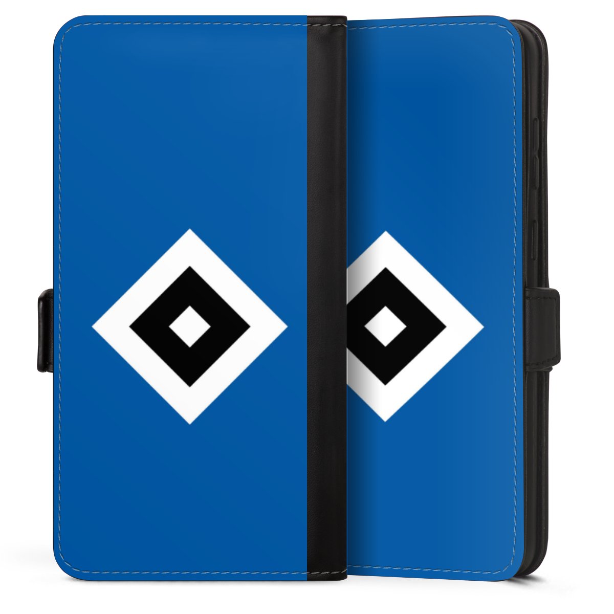 Galaxy S25 Edge Handy Klapphülle Handyhülle aus Kunst Leder schwarz Flip Case Hsv Logo Hamburger Sv Sideflip mit Lasche