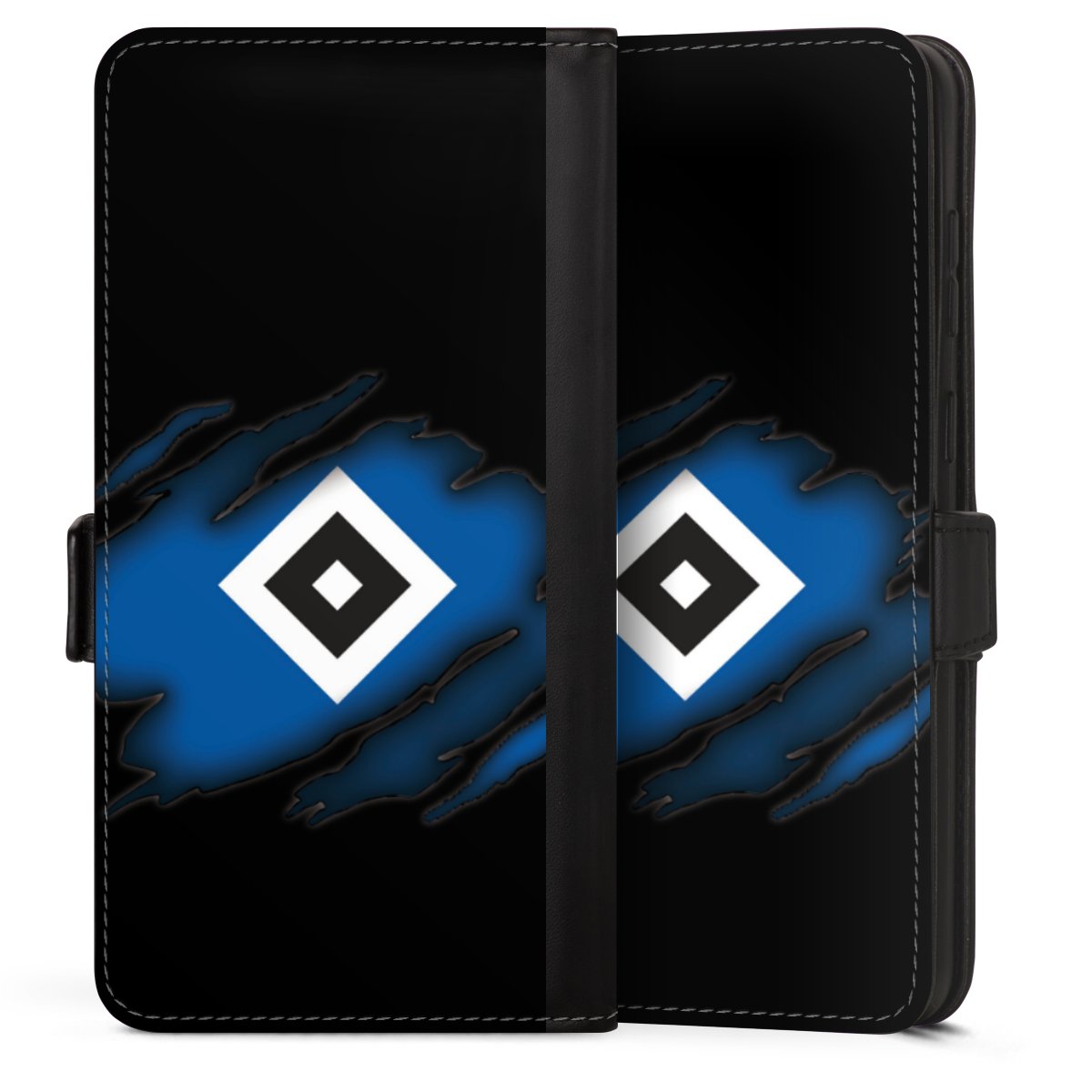 Galaxy S25 Edge Handy Klapphülle Handyhülle aus Kunst Leder schwarz Flip Case Hsv Hamburger Sv Official Licensed Product Sideflip mit Lasche