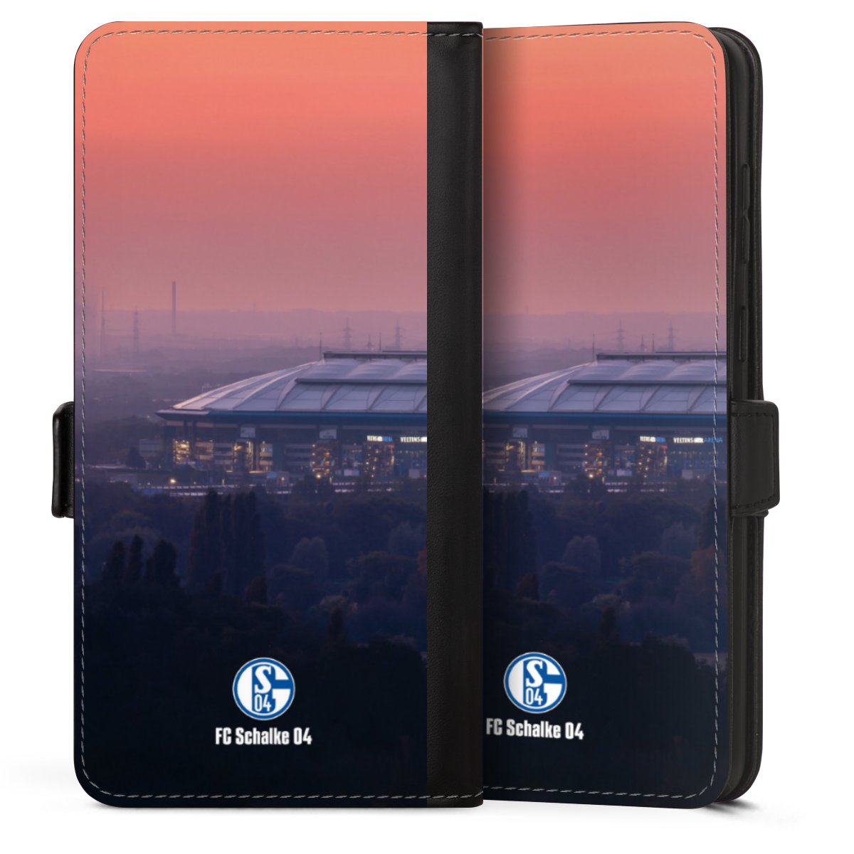 Galaxy S25 Edge Handy Klapphülle Handyhülle aus Kunst Leder schwarz Flip Case Fc Schalke 04 Stadium Schalke 04 Sideflip mit Lasche