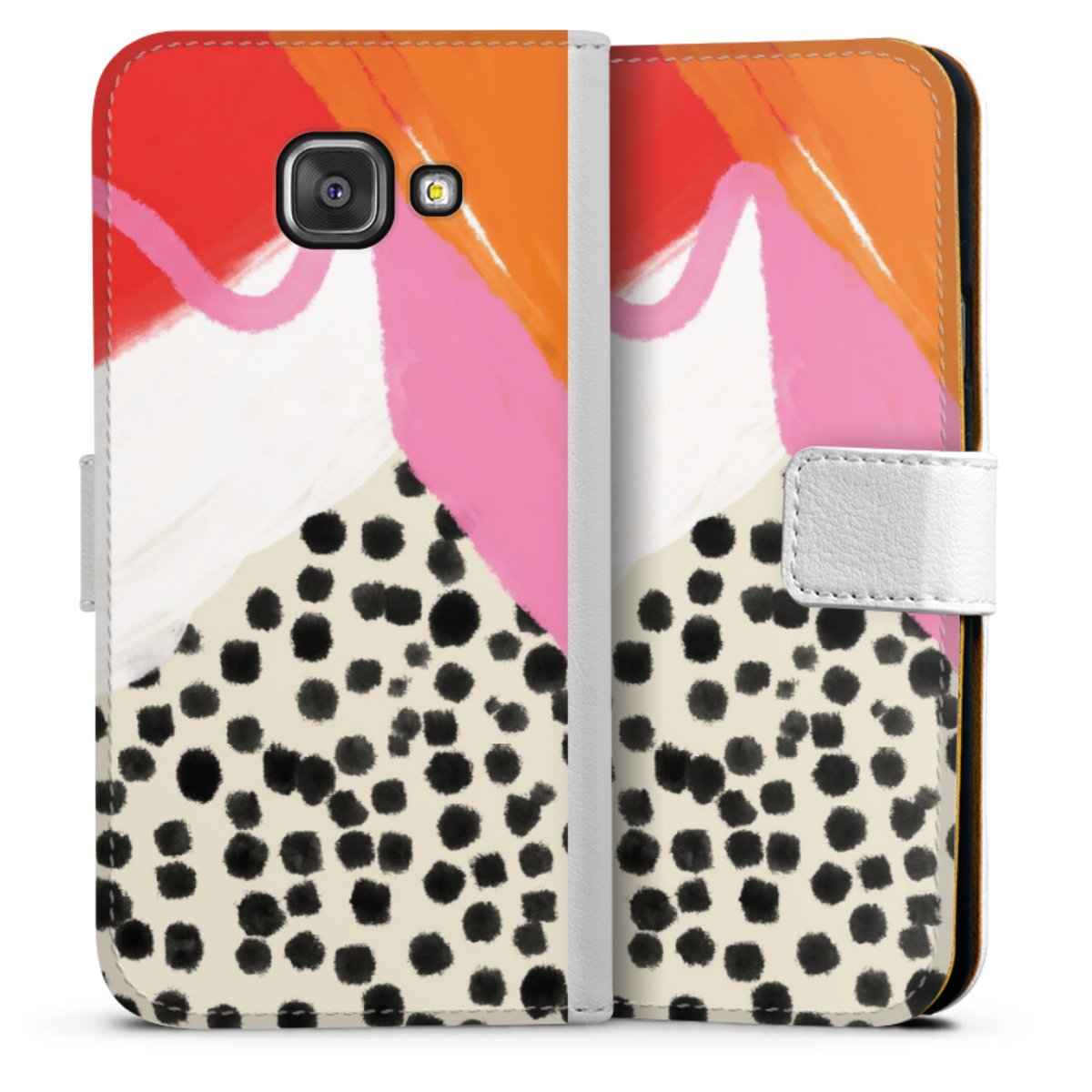 Galaxy A3 (2016) Handy Klapphülle Handyhülle aus Kunst Leder weiß Flip Case Kunst Abstract Art Sideflip mit Lasche