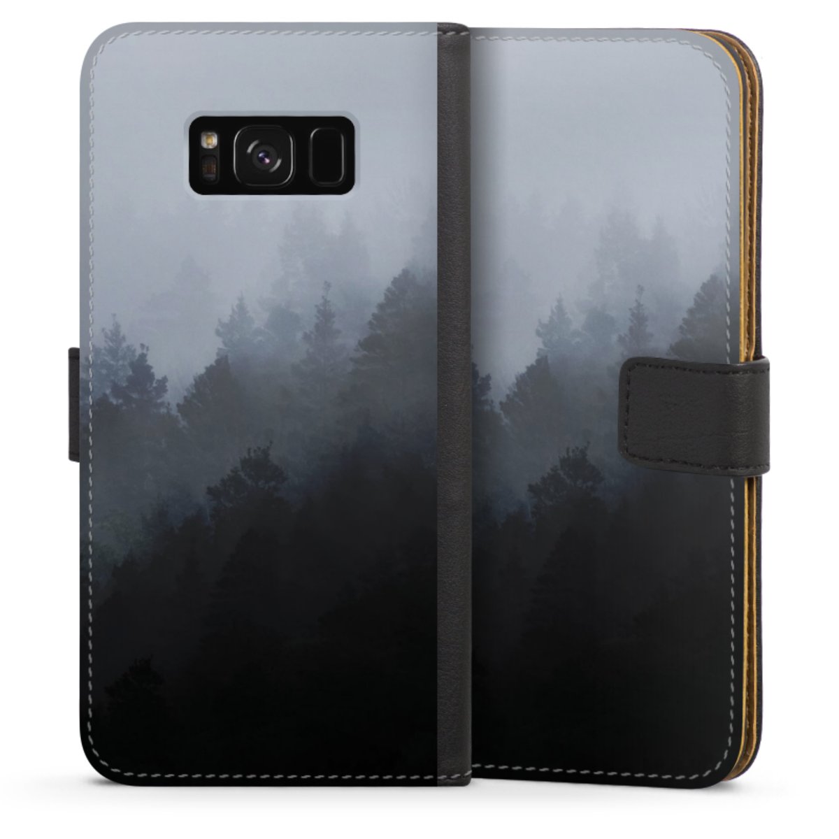 Galaxy S8 Plus Handy Klapphülle Handyhülle aus Kunst Leder schwarz Flip Case Kunst Nature Tree Sideflip mit langer Lasche
