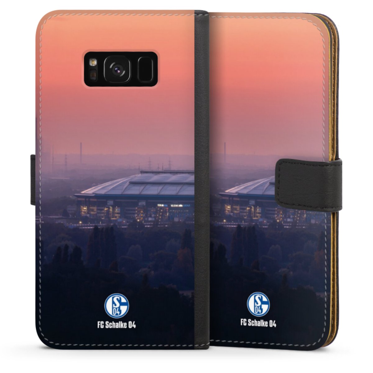 Galaxy S8 Plus Handy Klapphülle Handyhülle aus Kunst Leder schwarz Flip Case Schalke 04 Fc Schalke 04 Stadium Sideflip mit langer Lasche