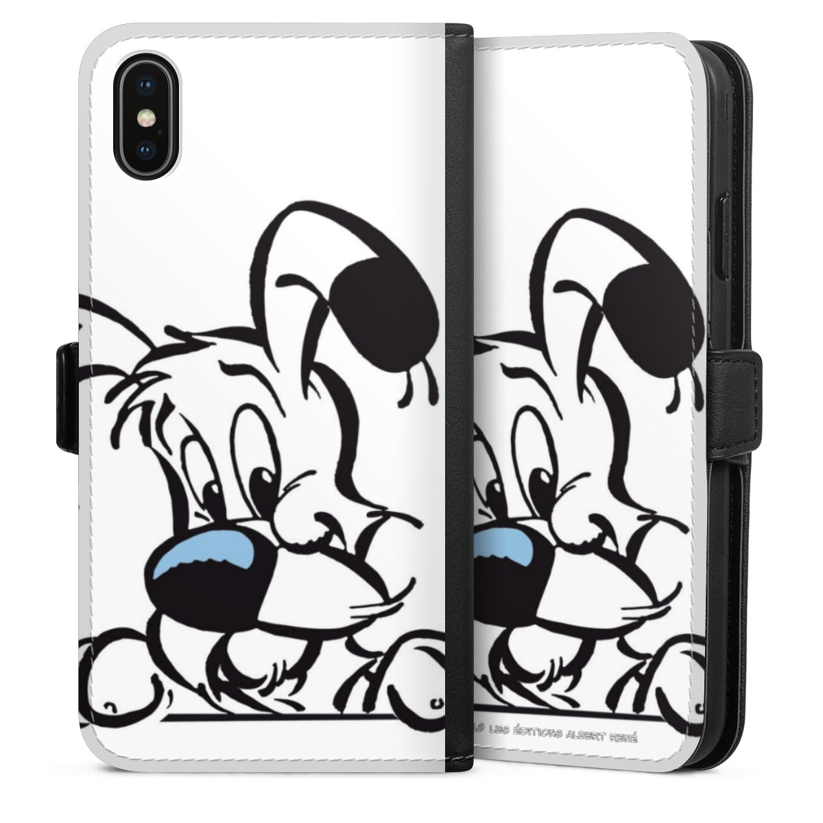 iPhone Xs Max Handy Klapphülle Handyhülle aus Kunst Leder schwarz Flip Case Official Licensed Product Comic Idefix Sideflip mit Lasche