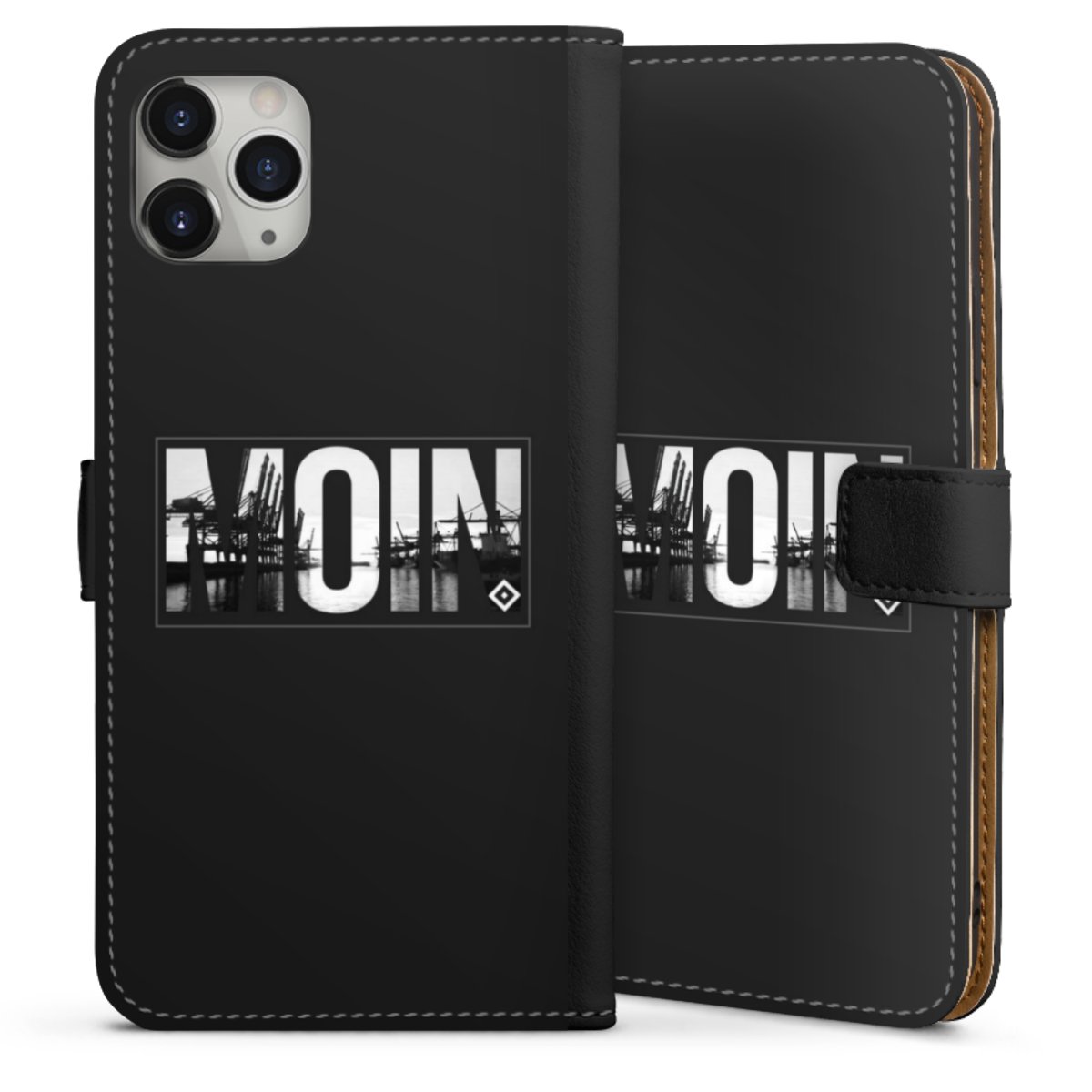 iPhone 11 Pro Max Handy Klapphülle Handyhülle aus Kunst Leder schwarz Flip Case Hamburger Sv Hsv Official Licensed Product Sideflip mit langer Lasche